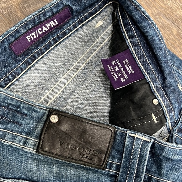 VIGOSS Crop Capris Denim Blue Jean bottoms - Picture 10 of 12